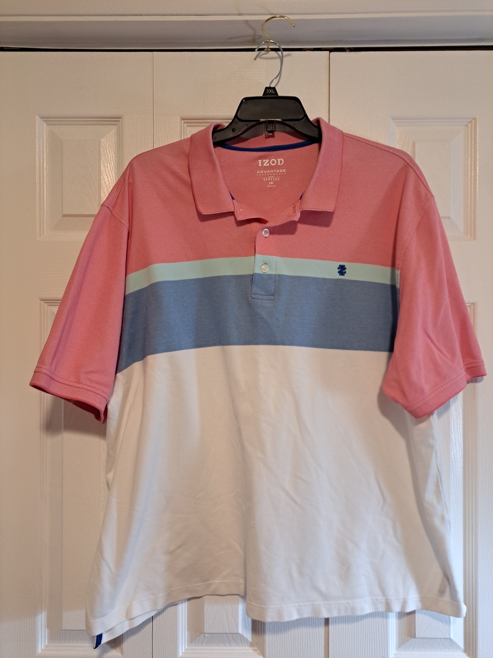IZOD Men's Colorblock Polo Shirt - Pink/Blue/White